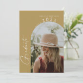 モダン二ミニマル写真金ゴールド卒業会 招待状 (スタンド正面)