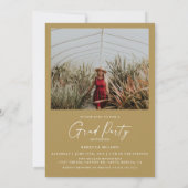 モダン二ミニマル写真金ゴールド卒業会 招待状 (裏面)