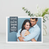 モダン二重フレーム写真 保存日発表 招待状 (スタンド正面)