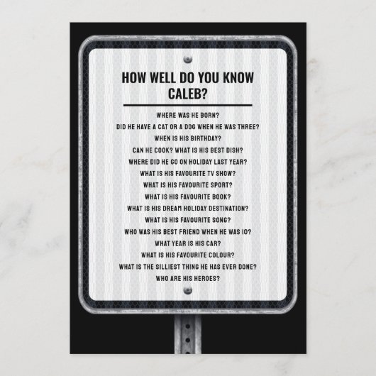 モダン交通標識クイズパーティーゲーム 招待状 (正面)