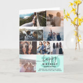 モダン任意の年齢の誕生日ミント8写真コラージュ カード (黄色い花)