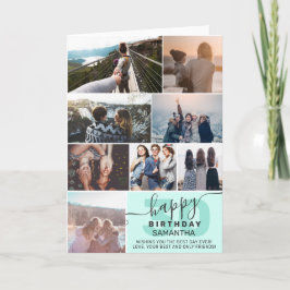 モダン任意の年齢の誕生日ミント8写真コラージュ カード