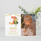 モダン任意の年齢スーパーヒーロー男の子の誕生日 招待状 (スタンド正面)