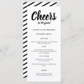 モダン任意の年30歳の誕生日パーティーメニューのスクリプト メニュー (正面/裏面)