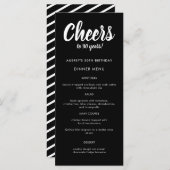 モダン任意の年30歳の誕生日パーティーメニューのスクリプト メニュー (正面/裏面)