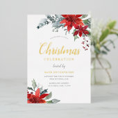 モダン企業のエレガントパーティー金ゴールド 箔招待状 (立ち正面)