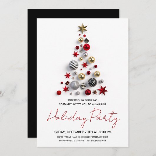 モダン企業のクリスマス 招待状 (正面/裏面)