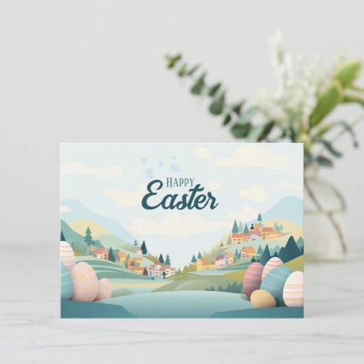 モダン企業のハッピーイースターパステルの色 シーズンカード (スタンド正面)