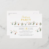 モダン企業のパーティー金ゴールド 箔シーズンポストカード (正面/裏面)