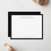 モダン企業の縁どクラシック名住所（黒） ノートカード (正面/裏面インサイチュ)