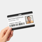 モダン企業ロゴ 従業員 写真 ブラックID バッジ (手持ち)