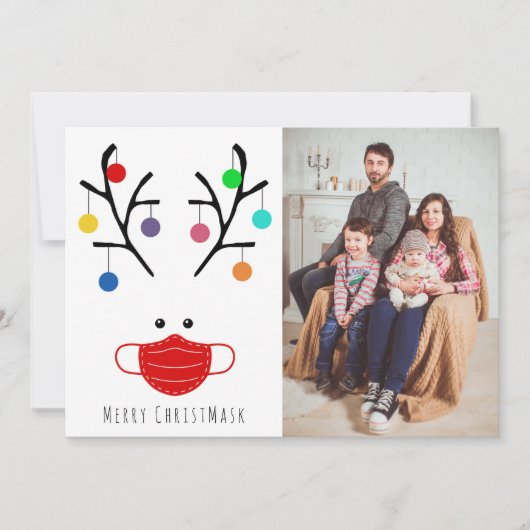 モダン休み仮面お洒落トナカイ シーズンカード (正面)