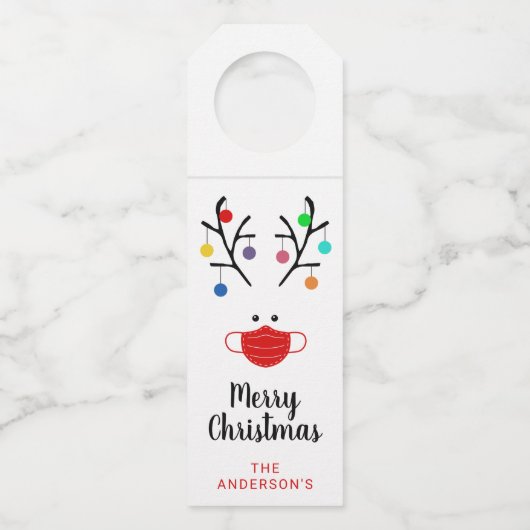 モダン休み仮面お洒落トナカイ ボトルネックタグ (正面)