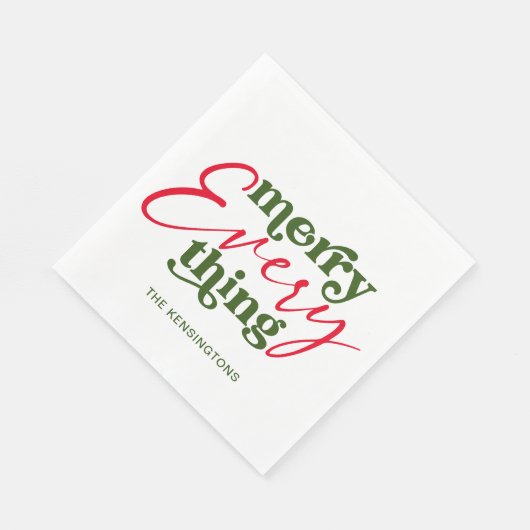 モダン休日ミニマルメリーリスト スタンダードランチョンナプキン (角)