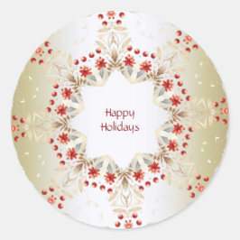 モダン休日花シール ラウンドシール