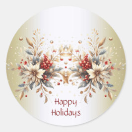 モダン休日花シール ラウンドシール