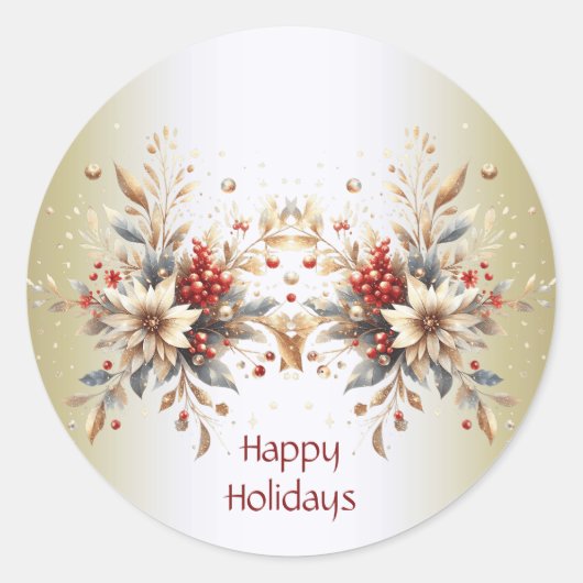 モダン休日花シール ラウンドシール (正面)