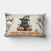 モダン伝統的クラシックハロウィーンブラックキャット ランバークッション (正面)