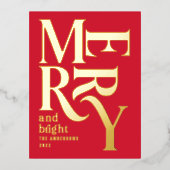 モダン伝統的ミニマルは聖降誕祭 箔シーズンポストカード (正面)