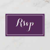 モダン伝統的ミニマル紫ウェディングRSVP エンクロージャーカード (裏面)