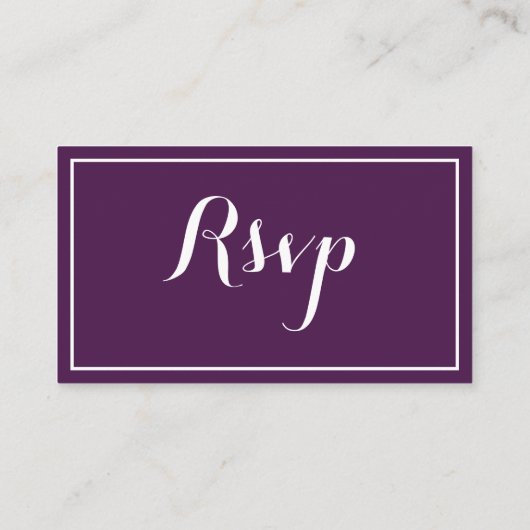 モダン伝統的ミニマル紫ウェディングRSVP エンクロージャーカード (裏面)
