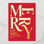 モダン伝統的ミニマル聖降誕祭ホイル 箔シーズンカード (正面)