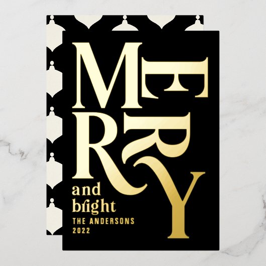 モダン伝統的ミニマル聖降誕祭ホイル 箔シーズンカード (正面/裏面)