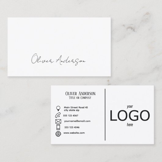 モダン伝統的ミニマル連絡ロゴ 名刺 (正面/裏面)