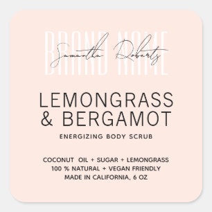 モダン体スクラブピンクあなたのブランドラベルを追加 スクエアシール