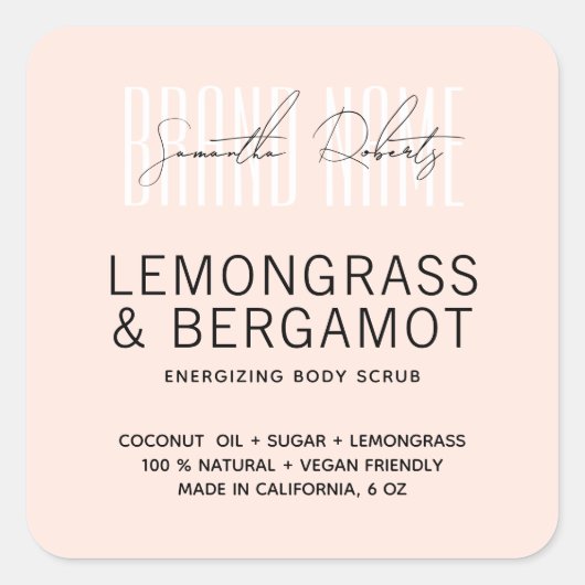 モダン体スクラブピンクあなたのブランドラベルを追加 スクエアシール (正面)