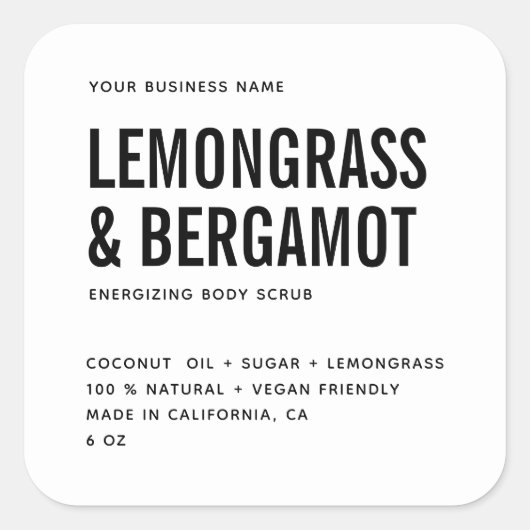 モダン体スクラブ白製品ラベル スクエアシール (正面)