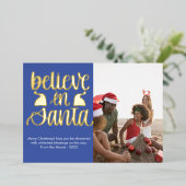 モダン信じSanta Photo 箔シーズンカード (立ち正面)