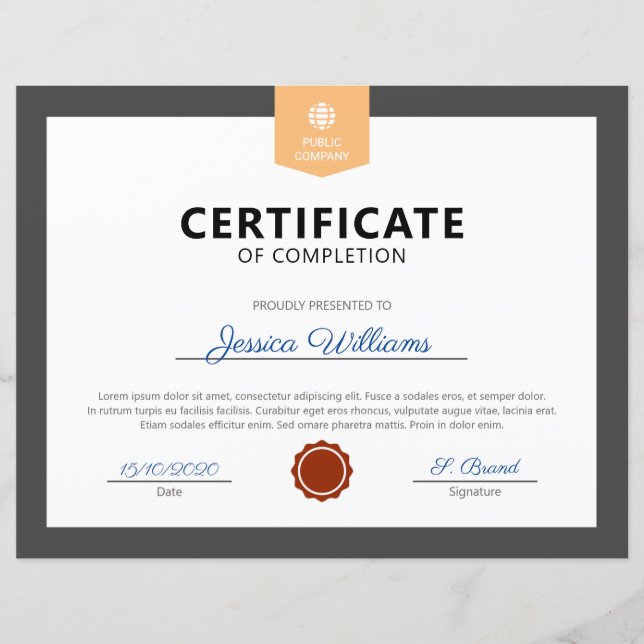 モダン修了証 (正面)