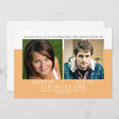 モダン兄弟姉妹写真の卒業発表 招待状 (正面/裏面)