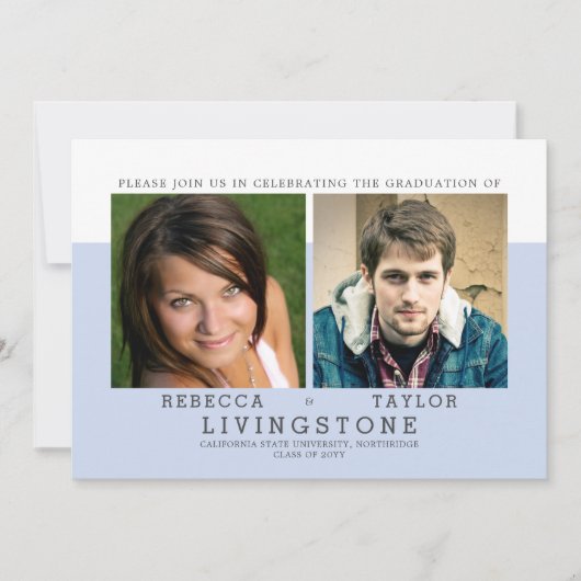 モダン兄弟姉妹写真の卒業発表 招待状 (正面)