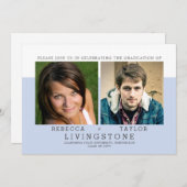 モダン兄弟姉妹写真の卒業発表 招待状 (正面/裏面)