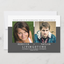 モダン兄弟姉妹写真の卒業発表 招待状