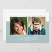 モダン兄弟姉妹写真の卒業発表 招待状 (正面/裏面)