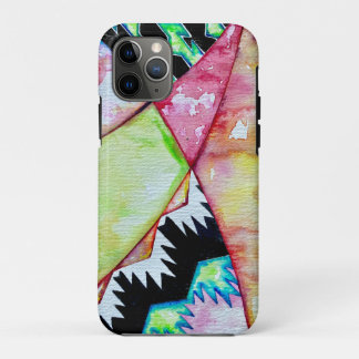 モダン先住民アメリカのバスケットデザインの水色 iPhone 11 PROケース