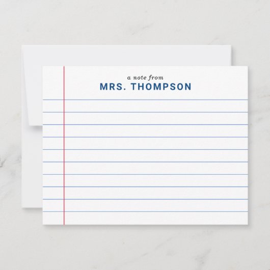 モダン先生ノートブックライニング紙教育者ブルー ノートカード (正面)