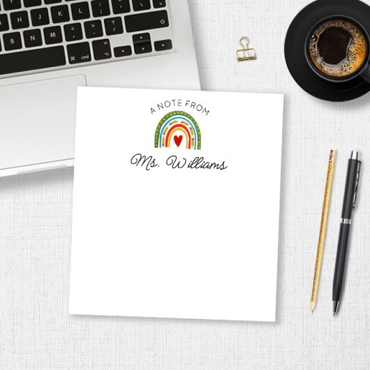 モダン先生ボホカラフルレインボー名前をカスタムする ノートパッド