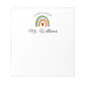 モダン先生ボホカラフルレインボー名前をカスタムする ノートパッド (正面)