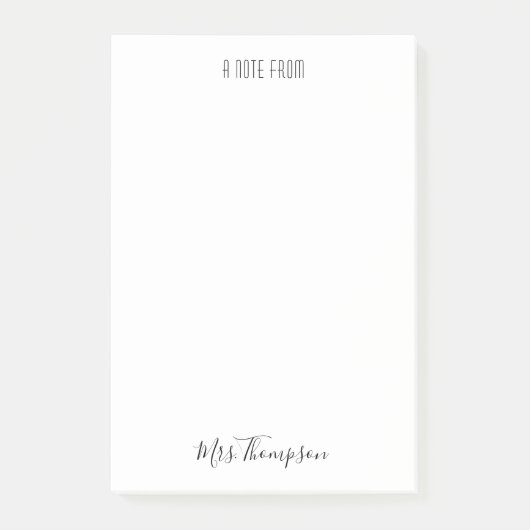 モダン先生名のメモ ポストイット (正面)