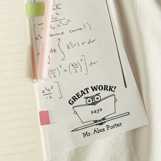 モダン先生教室フクロウ素晴らしの作業 ラバースタンプ