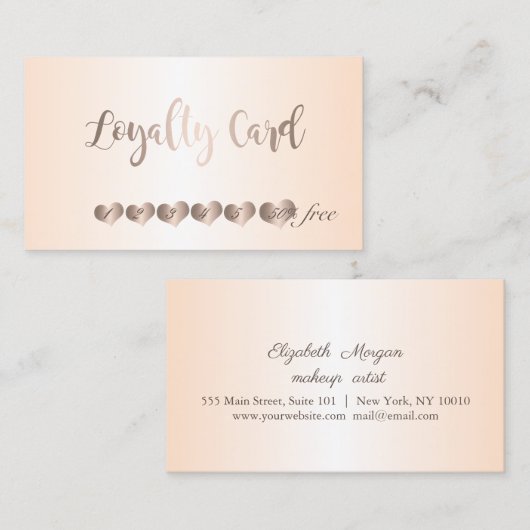 モダン光エレガント、ハートロイヤリティカード ロイヤリティカード (正面/裏面)