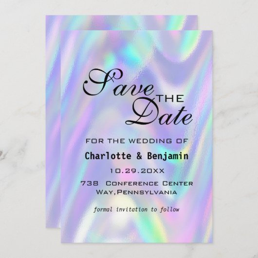 モダン光沢カラフル抽象芸術保存日付 セーブザデート (正面/裏面)