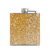 モダン光沢ガーリー金ゴールドグリッター名モノグラム フラスク (裏面)