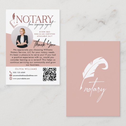 モダン公証人写真レビュー&ありがとう写真 名刺 (正面/裏面)