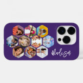 モダン六角形フォトコラージュ パーソナライズドネーム Case-Mate iPhoneケース (裏面 (横))