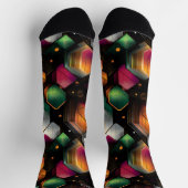 モダン六角形、エメラルド、マゼンタ、オレンジ ソックス (上部)